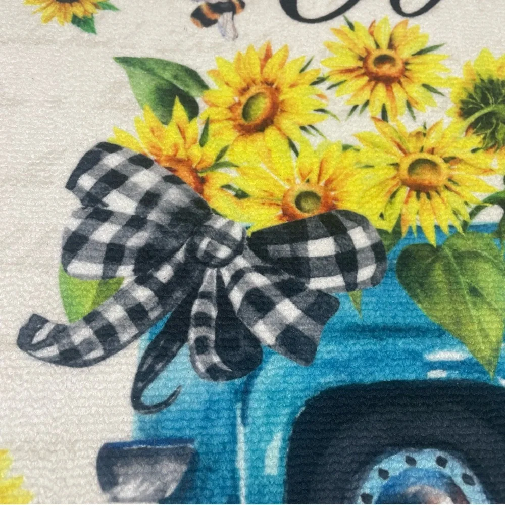 Welcome Sunflower Truck Door Mat 24x16 Farmhouse Spring Floral Entry Rug